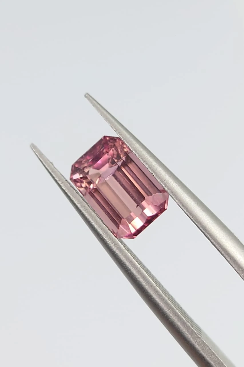 1.3ct Natural Pink Tourmaline emerald Cut Loose Gemstone from Afghanistan — view 2
